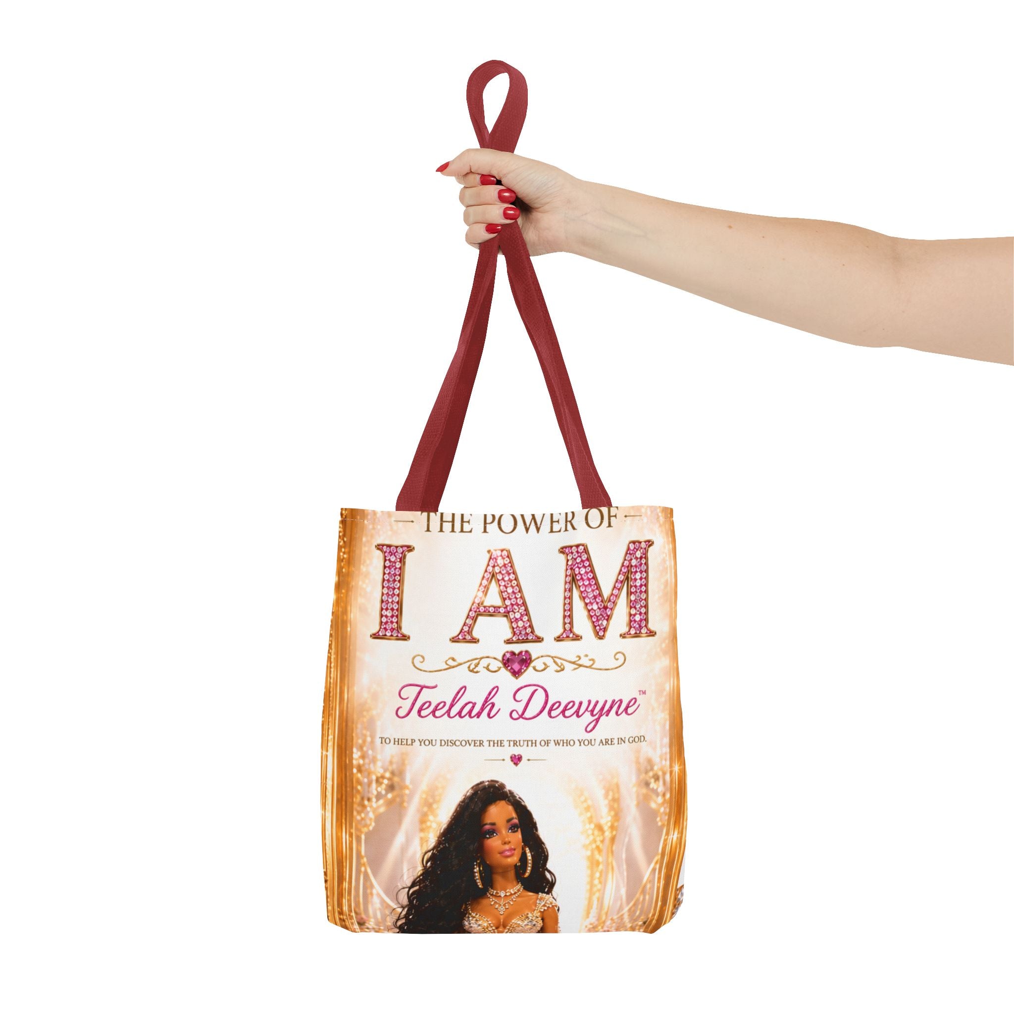 Inspirational 'I AM' Tote Bag — Teelah Deevyne Empowerment AOP Tote