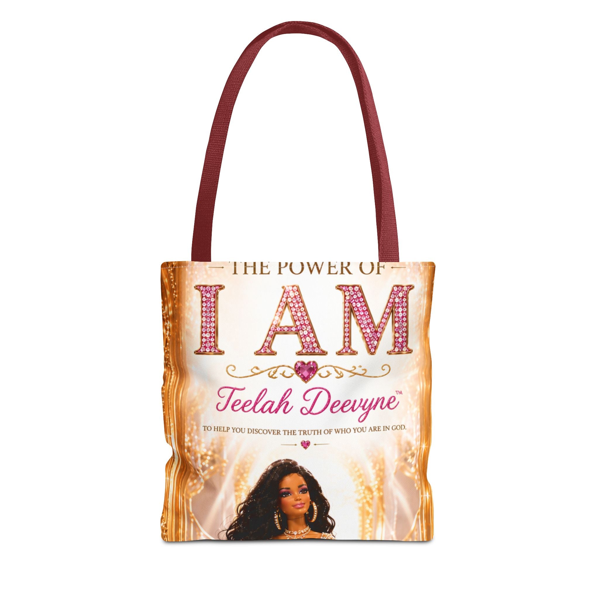 Inspirational 'I AM' Tote Bag — Teelah Deevyne Empowerment AOP Tote