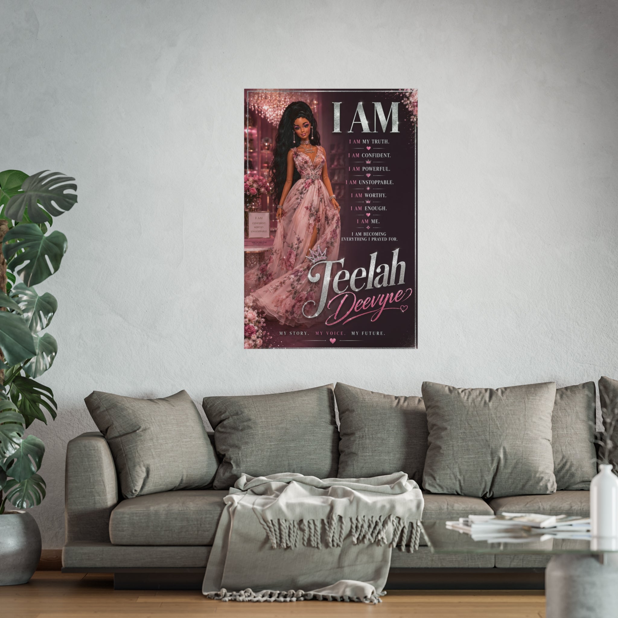 I AM Affirmation Poster Fine Art Poster | Personalized Name Inspirational Wall Art