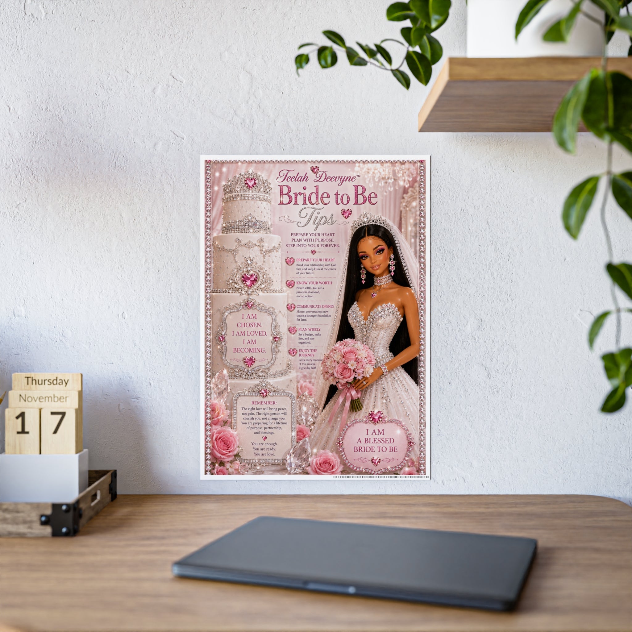 Bride to Be Tips Poster | Bridal Wall Art, Gloss Wedding Print