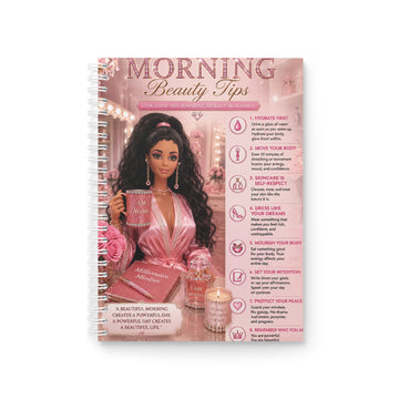 Morning Beauty Tips Spiral Notebook | Pink Glam Doll Vanity Journal