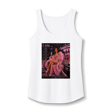 Glamorous Woman in Pink Fur Coat Tank Top | Luxury Fashion Illustration