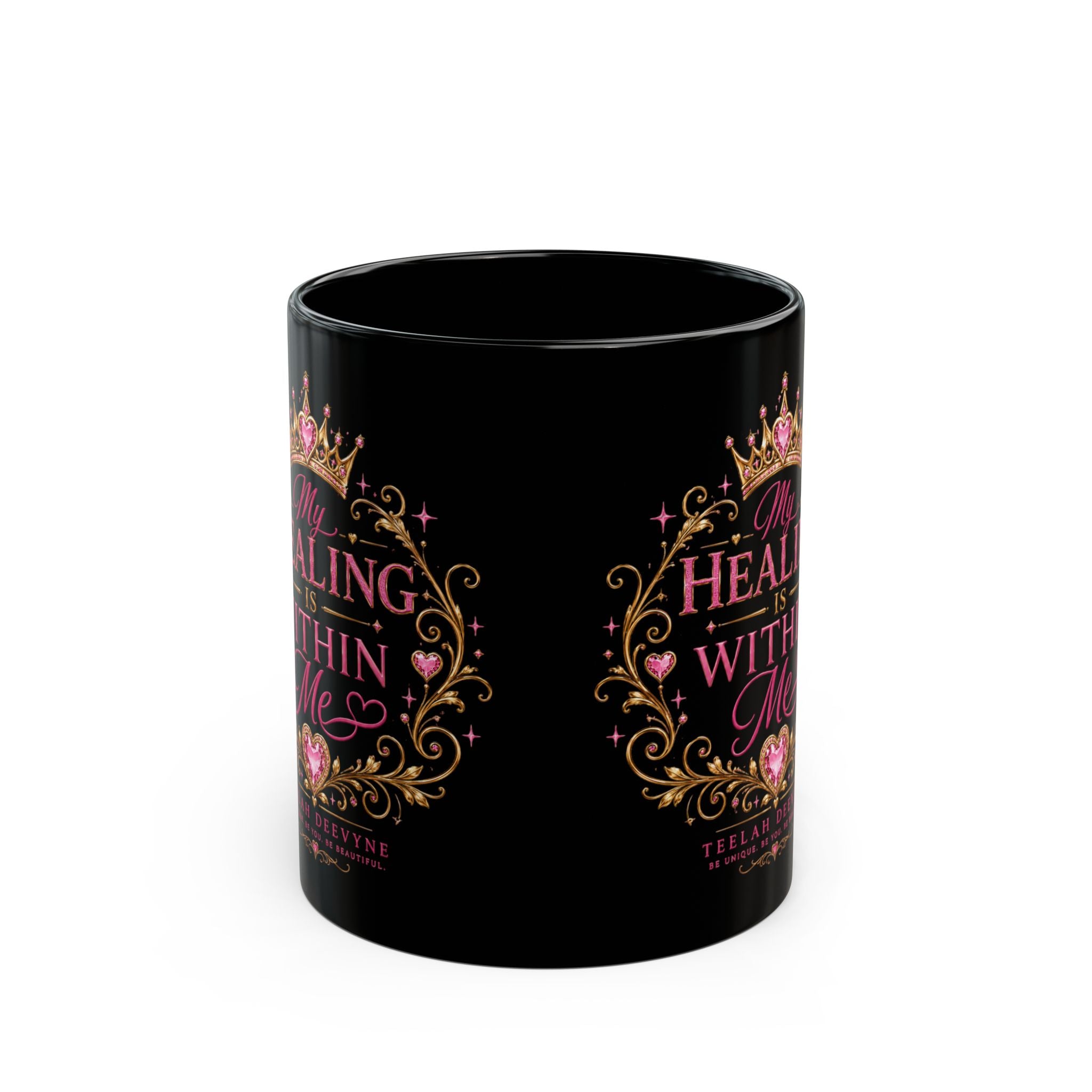My Healing Is Within Me Black Mug — Inspirational Self-Care Coffee Cup (11oz/15oz)