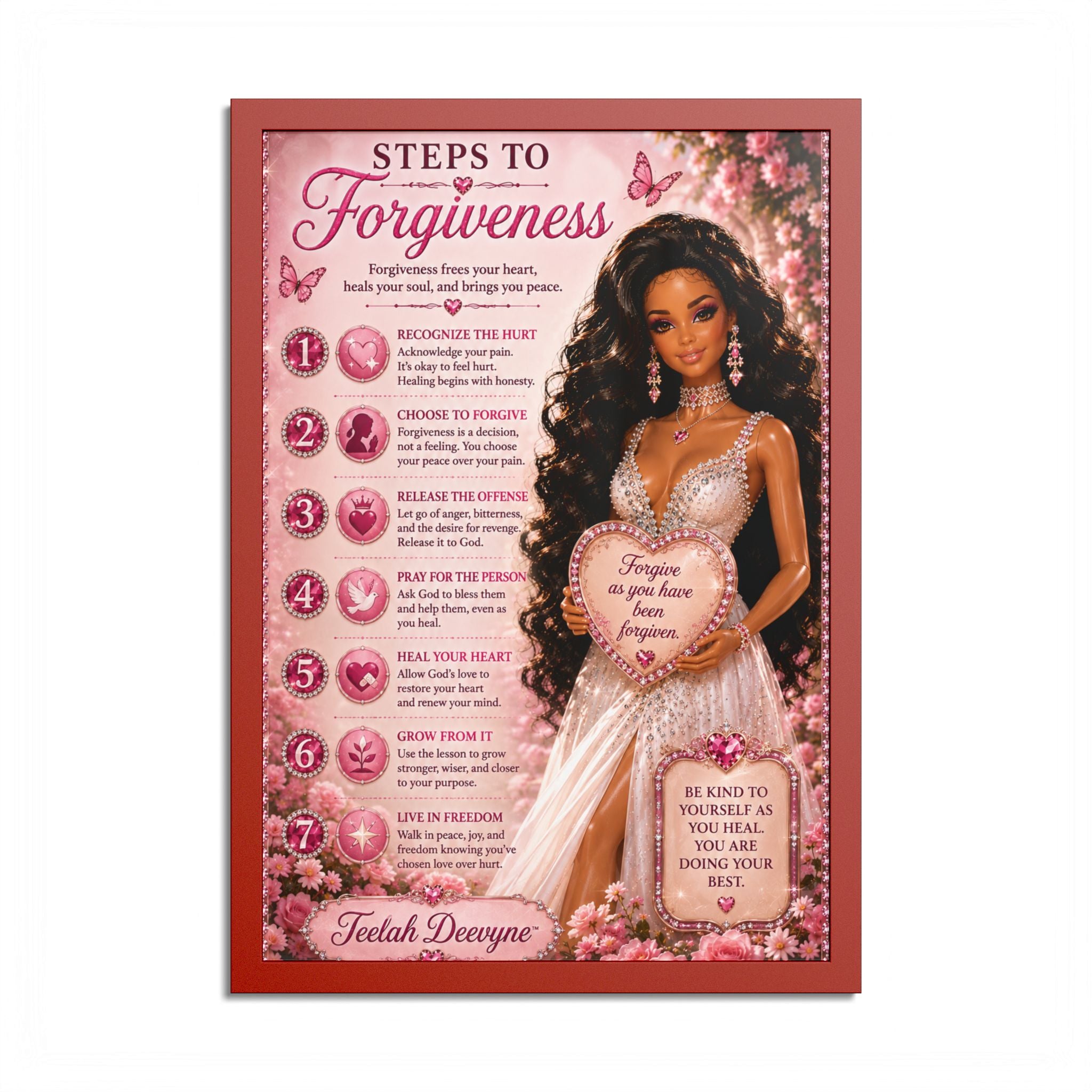 Forgiveness Poster Colored Frame | Inspirational Wall Art, Affirmation Print
