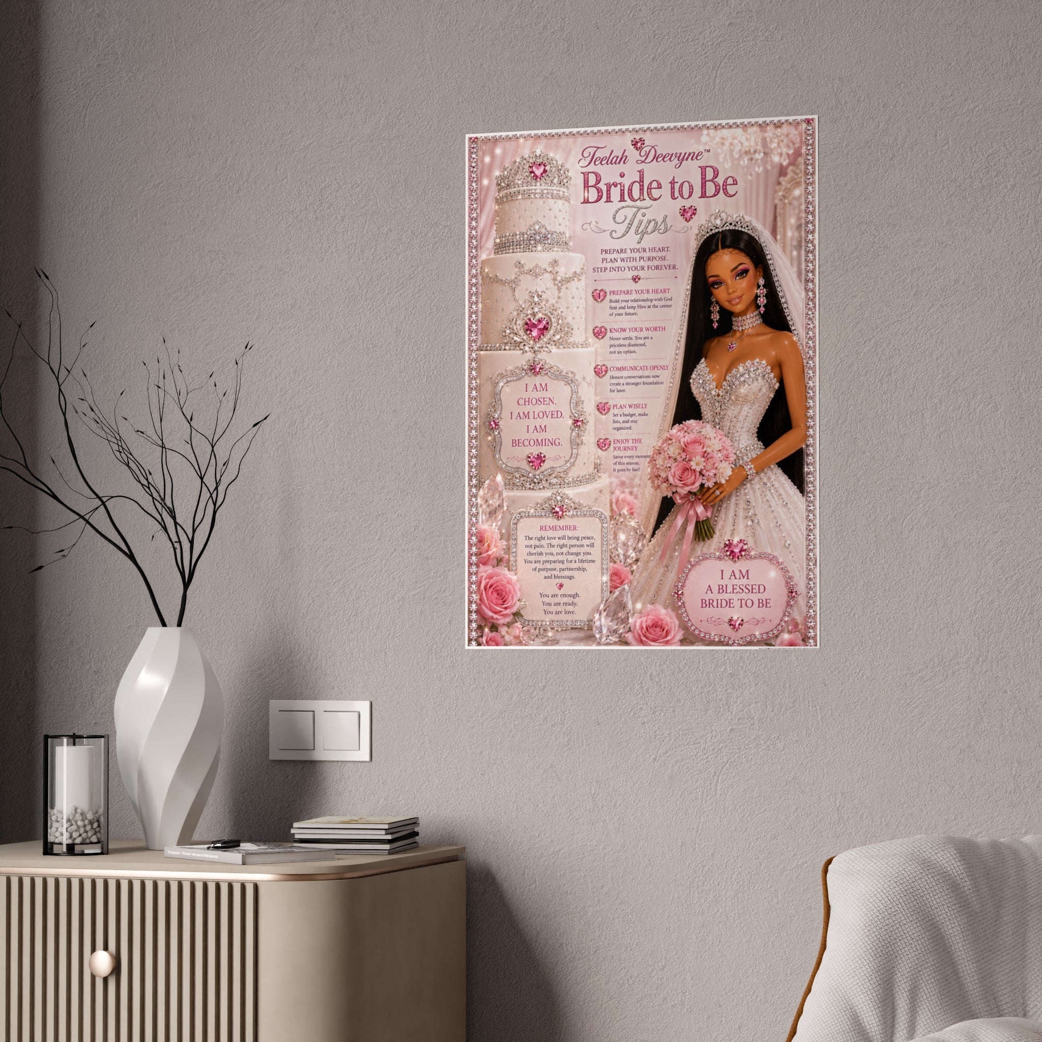 Bride to Be Tips Poster | Bridal Wall Art, Gloss Wedding Print