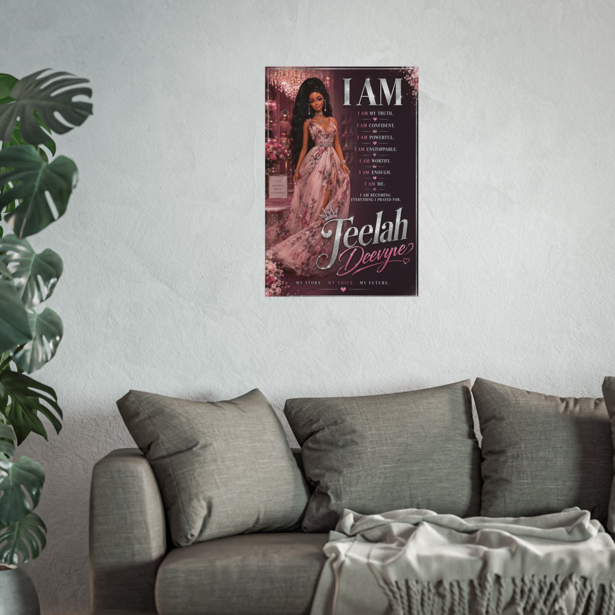 I AM Affirmation Poster Fine Art Poster | Personalized Name Inspirational Wall Art