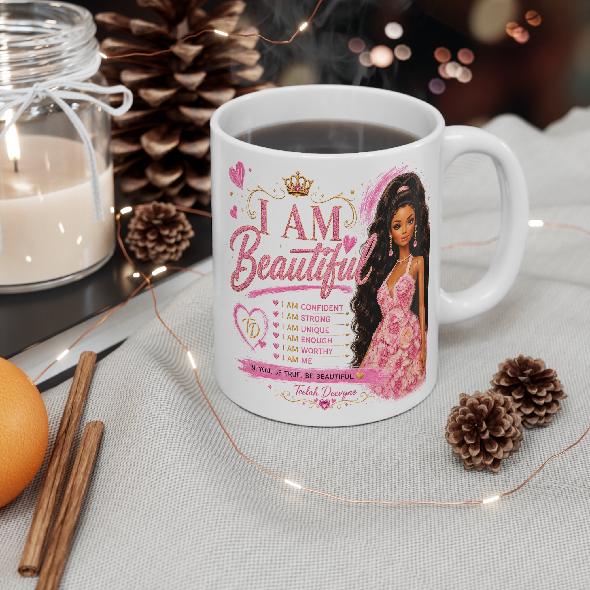 Inspirational 'I Am Beautiful' 11oz Mug — Empowerment Coffee Cup