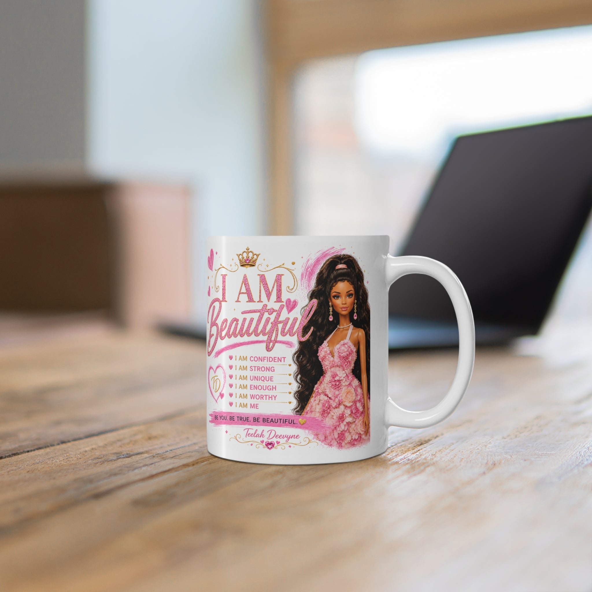 Inspirational 'I Am Beautiful' 11oz Mug — Empowerment Coffee Cup