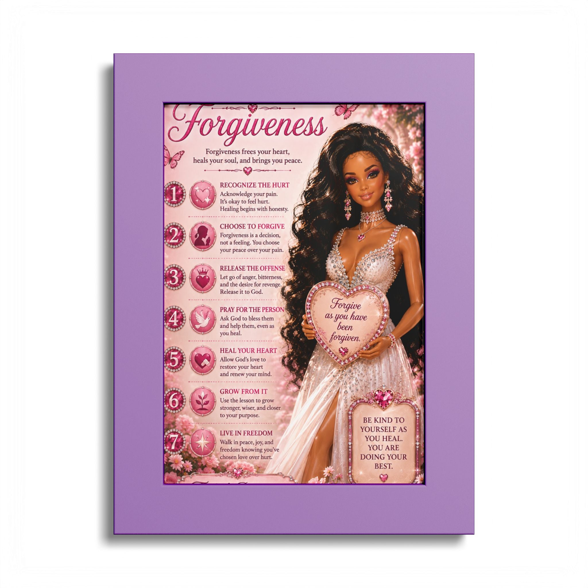 Forgiveness Poster Colored Frame | Inspirational Wall Art, Affirmation Print