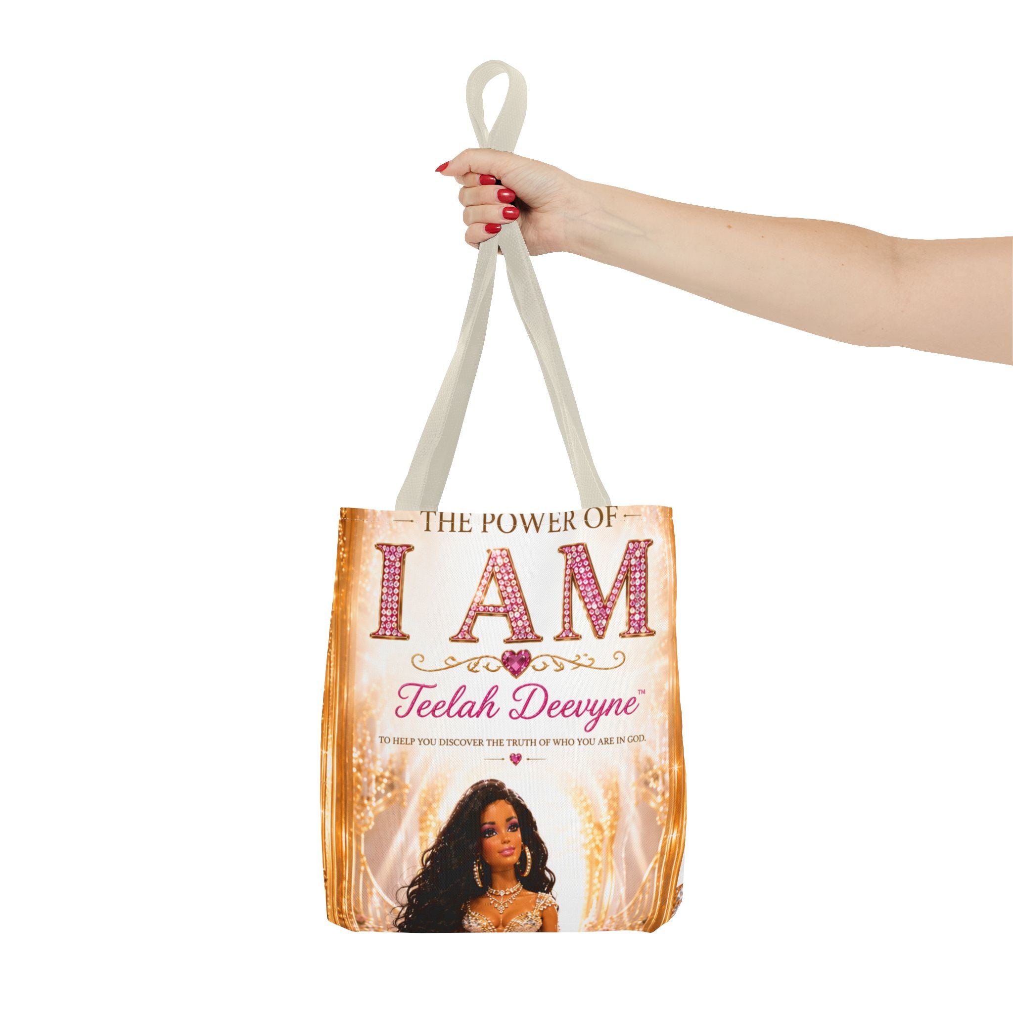 Inspirational 'I AM' Tote Bag — Teelah Deevyne Empowerment AOP Tote