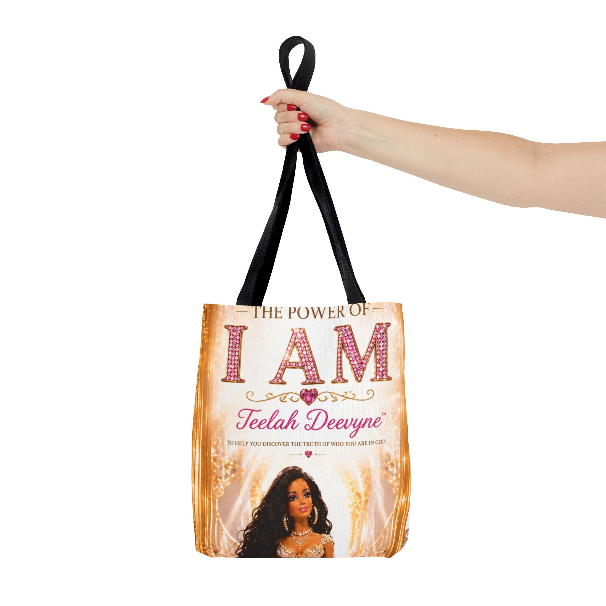 Inspirational 'I AM' Tote Bag — Teelah Deevyne Empowerment AOP Tote