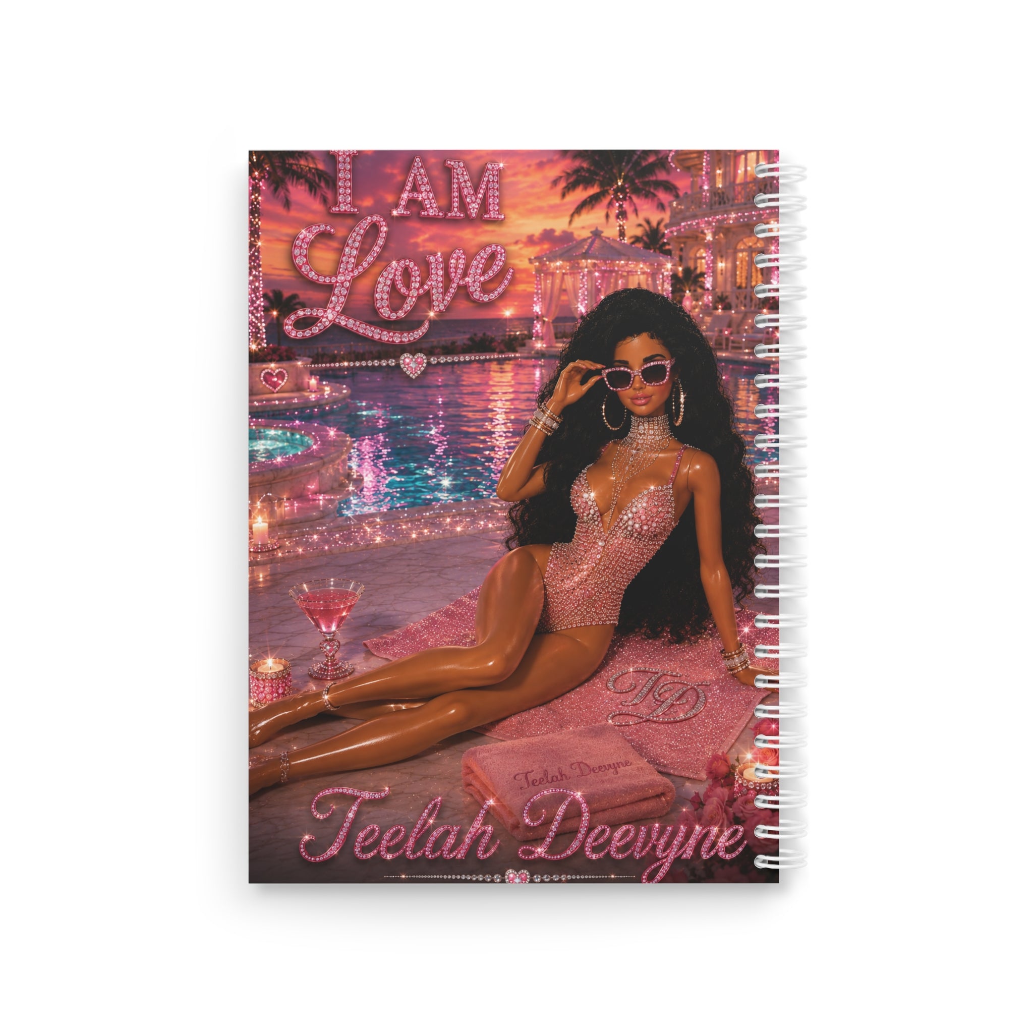 I Am Love Barbie Poolside, Spiral Notebook | Pink Glam Journal