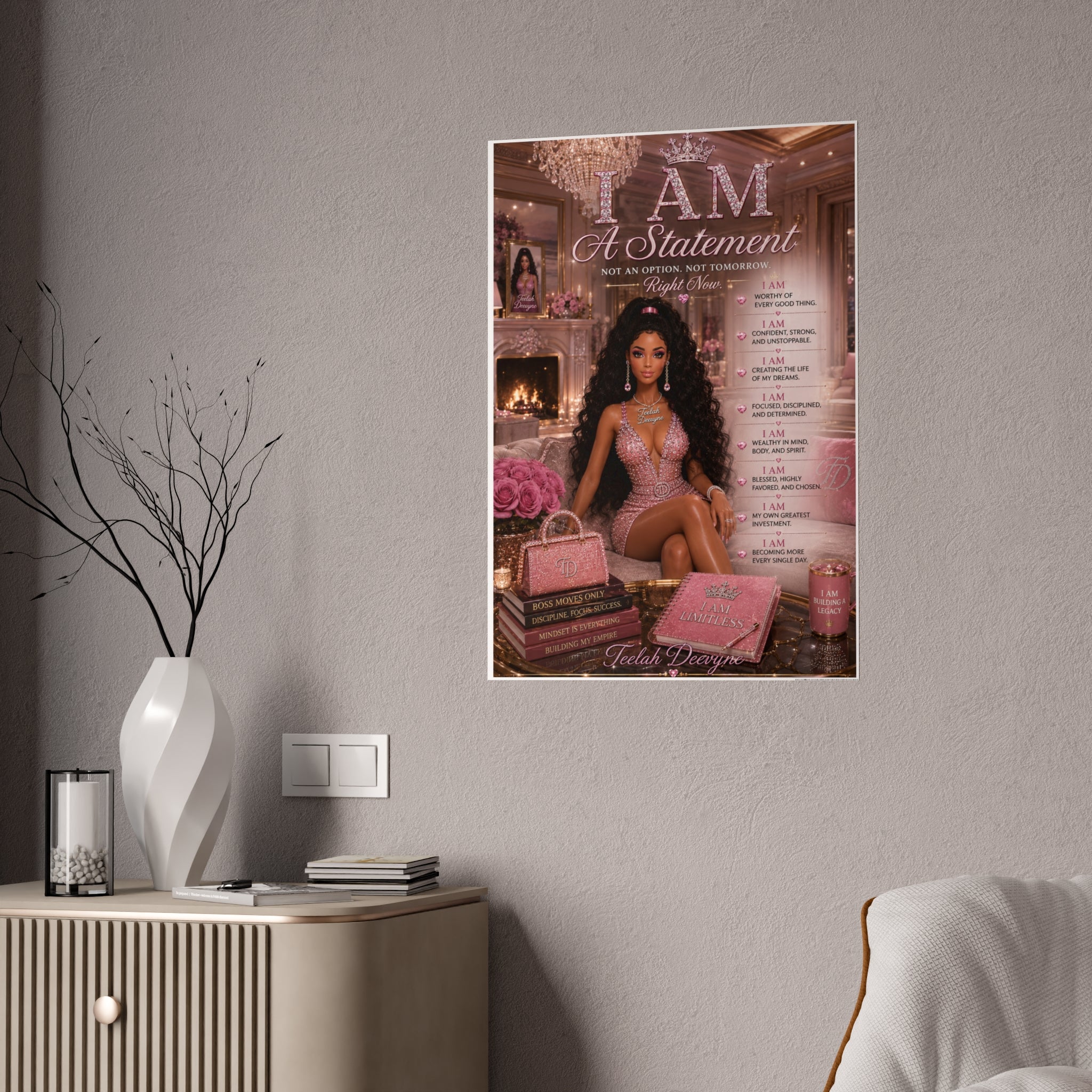 I Am A Statement Poster | Inspirational Wall Art, Glam Fashion Print