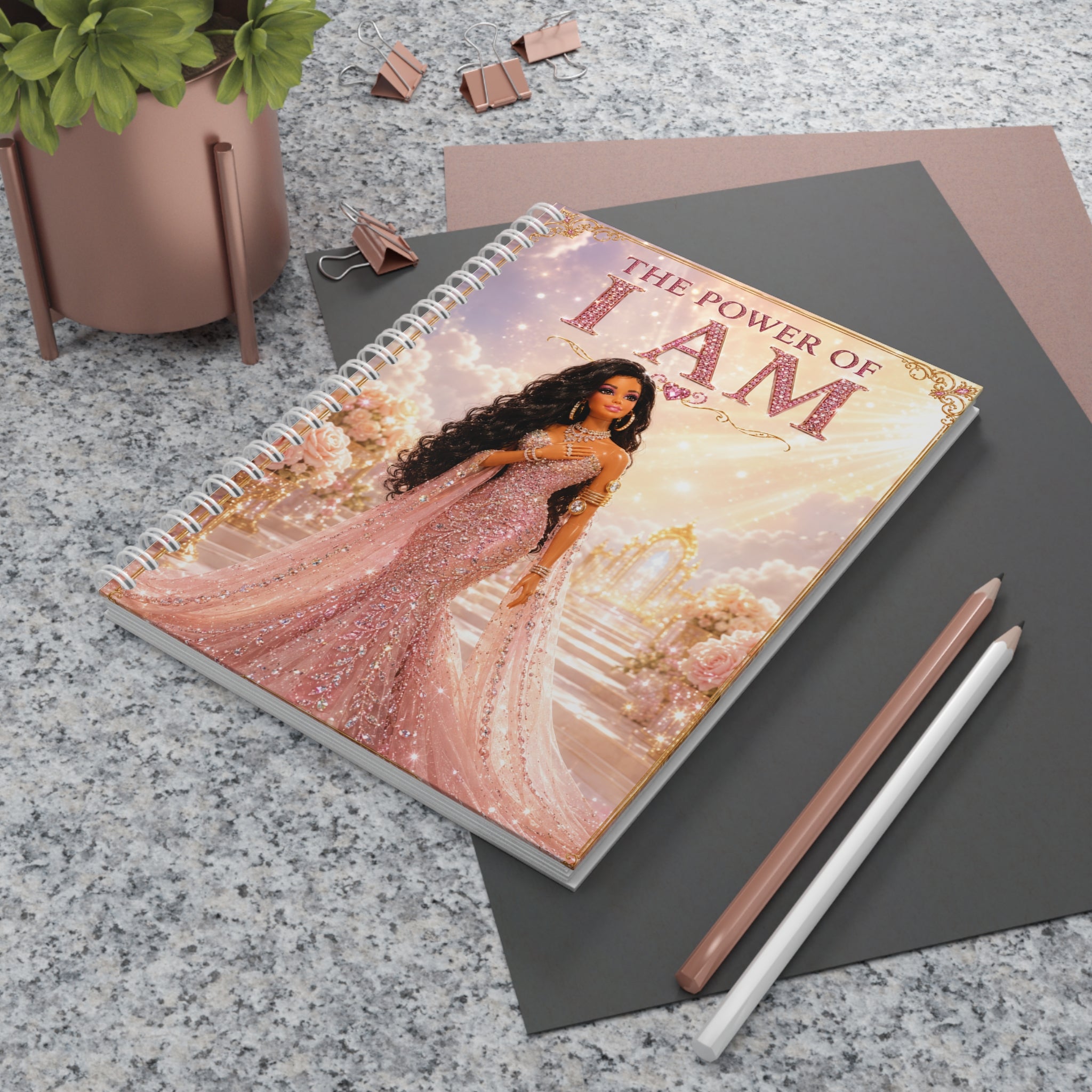 Spiral Notebook — "The Power of I AM" Inspirational Journal with Glamorous Woman Cover