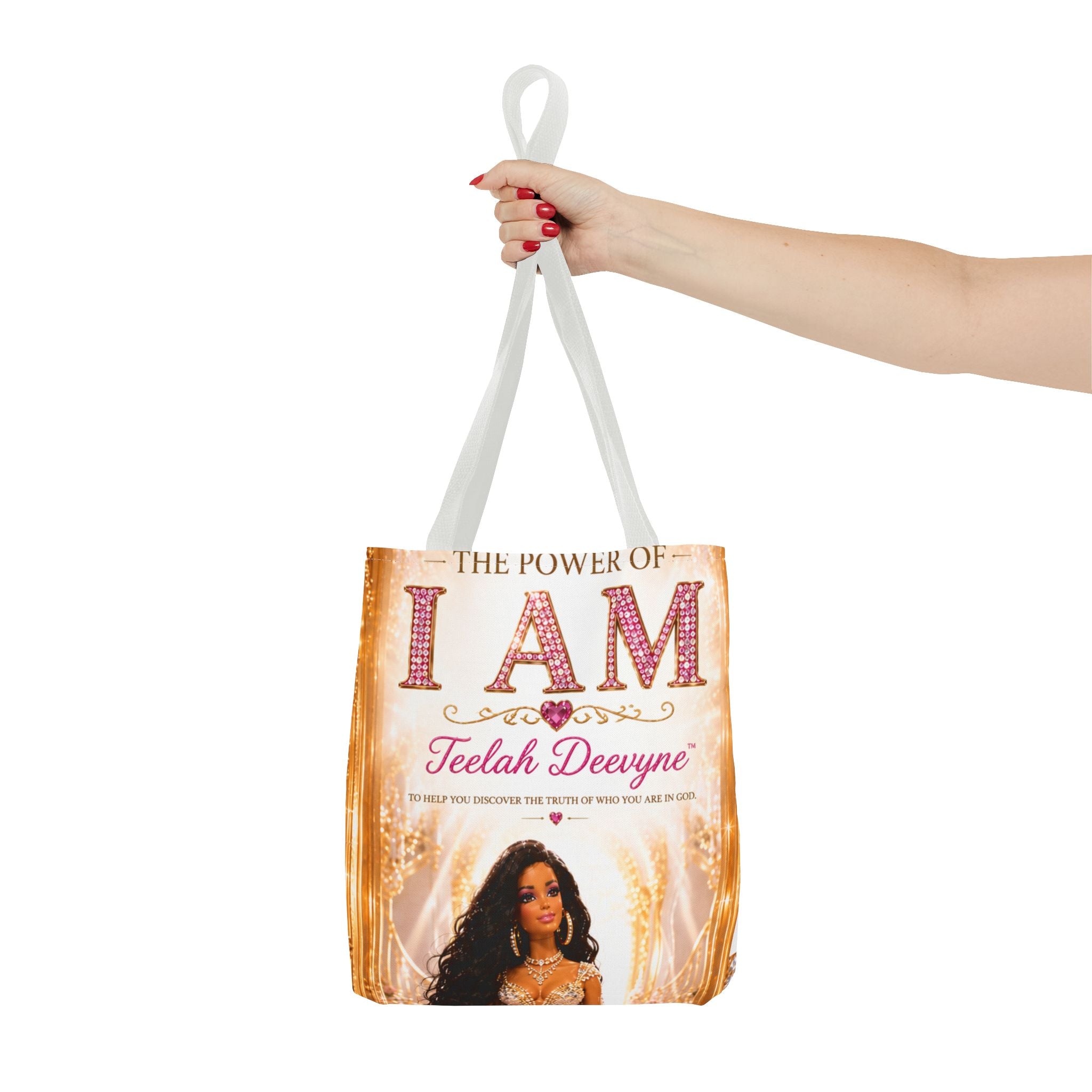 Inspirational 'I AM' Tote Bag — Teelah Deevyne Empowerment AOP Tote