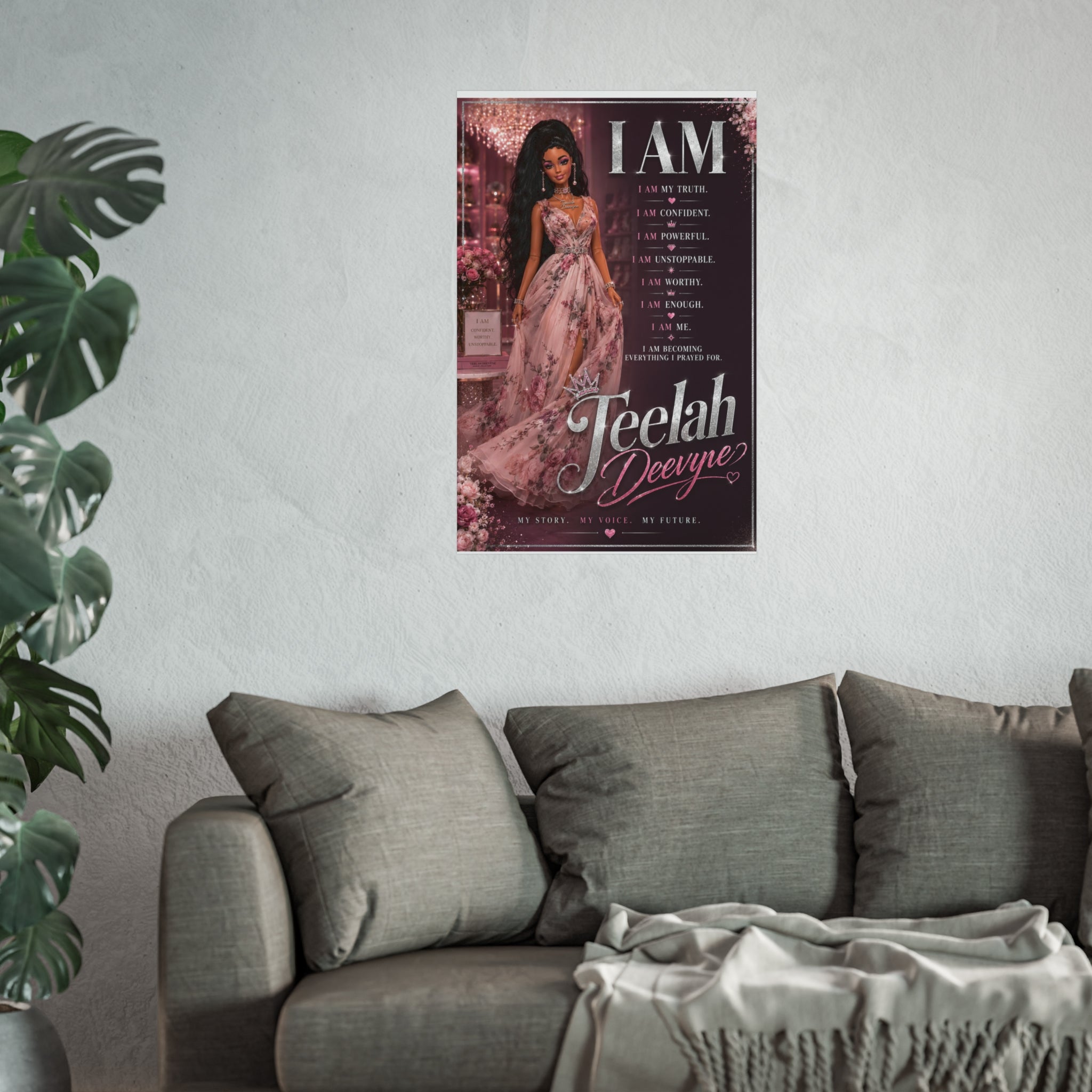 I AM Affirmation Poster Fine Art Poster | Personalized Name Inspirational Wall Art