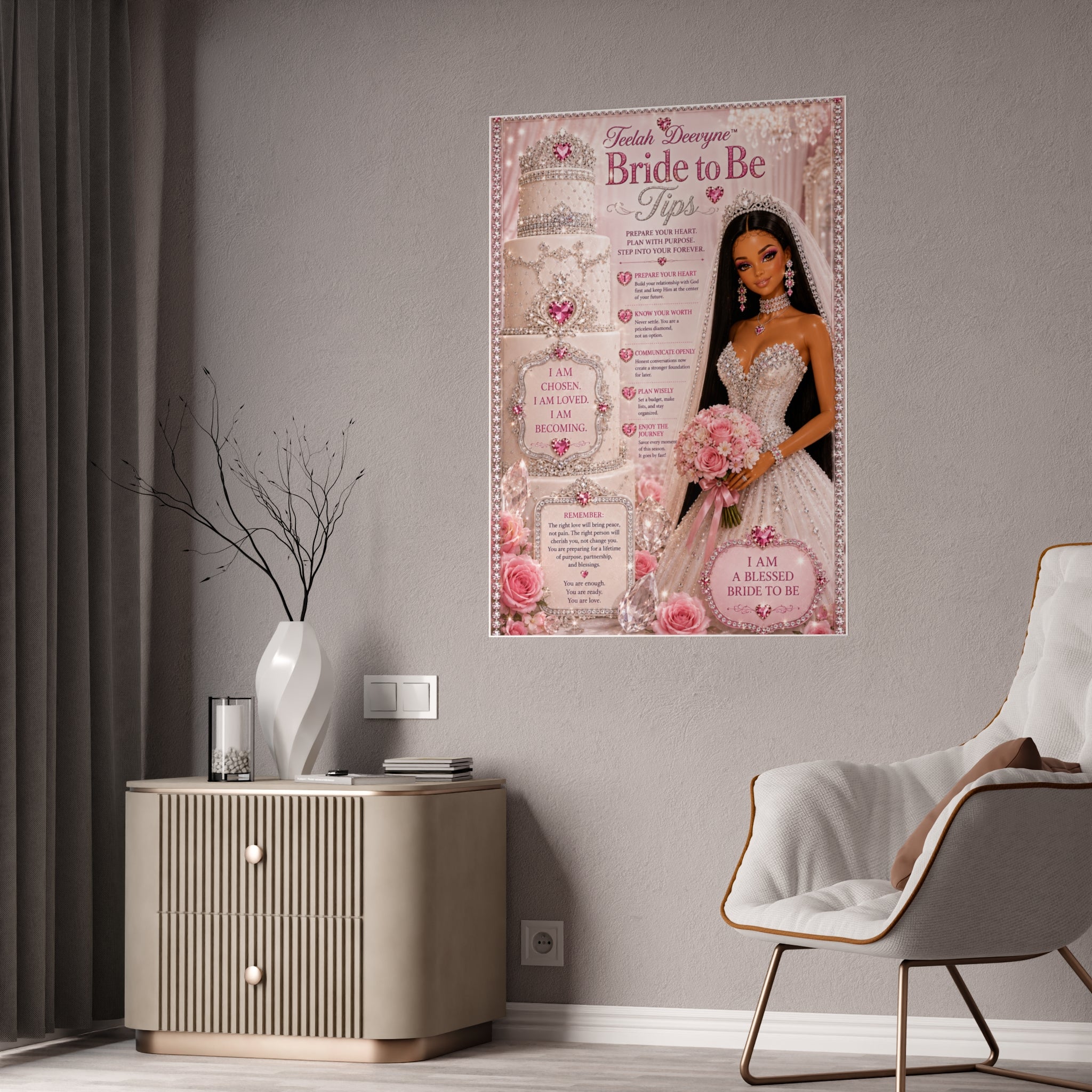 Bride to Be Tips Poster | Bridal Wall Art, Gloss Wedding Print
