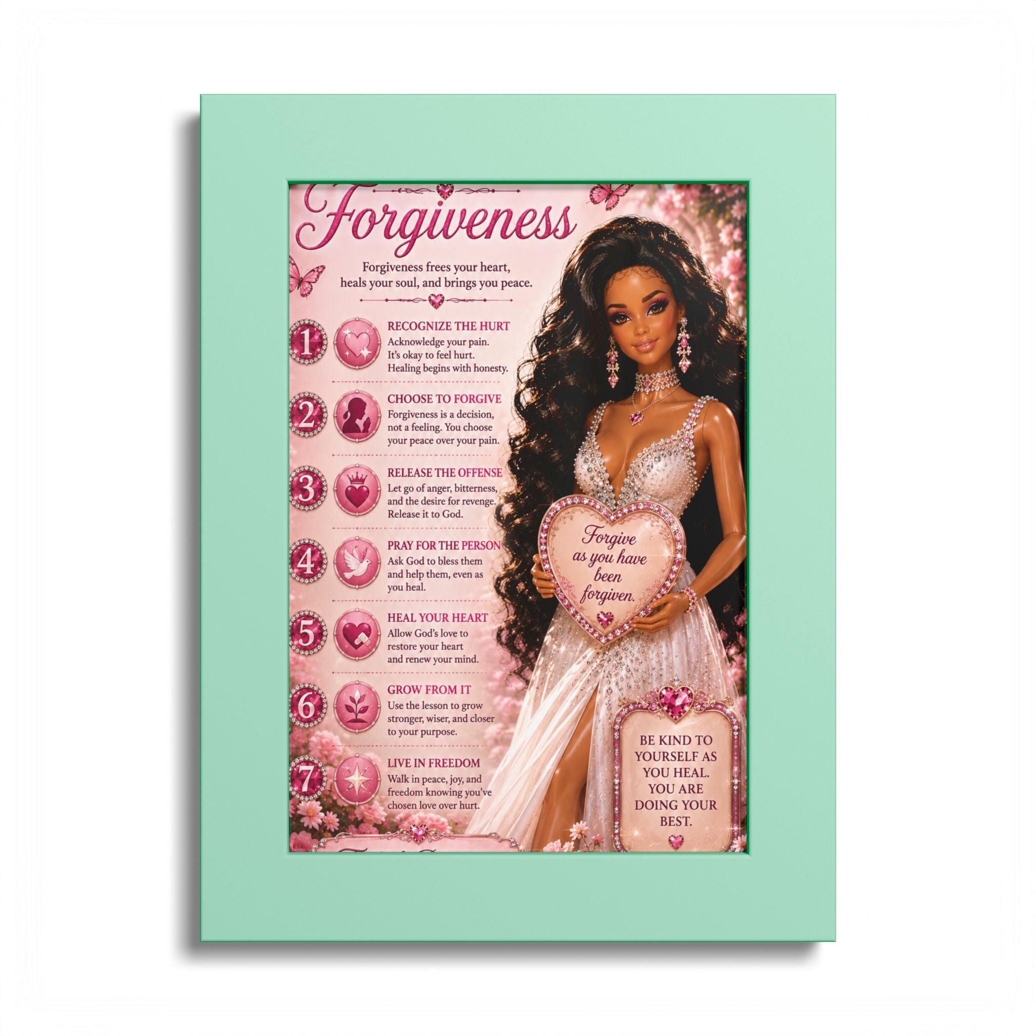 Forgiveness Poster Colored Frame | Inspirational Wall Art, Affirmation Print