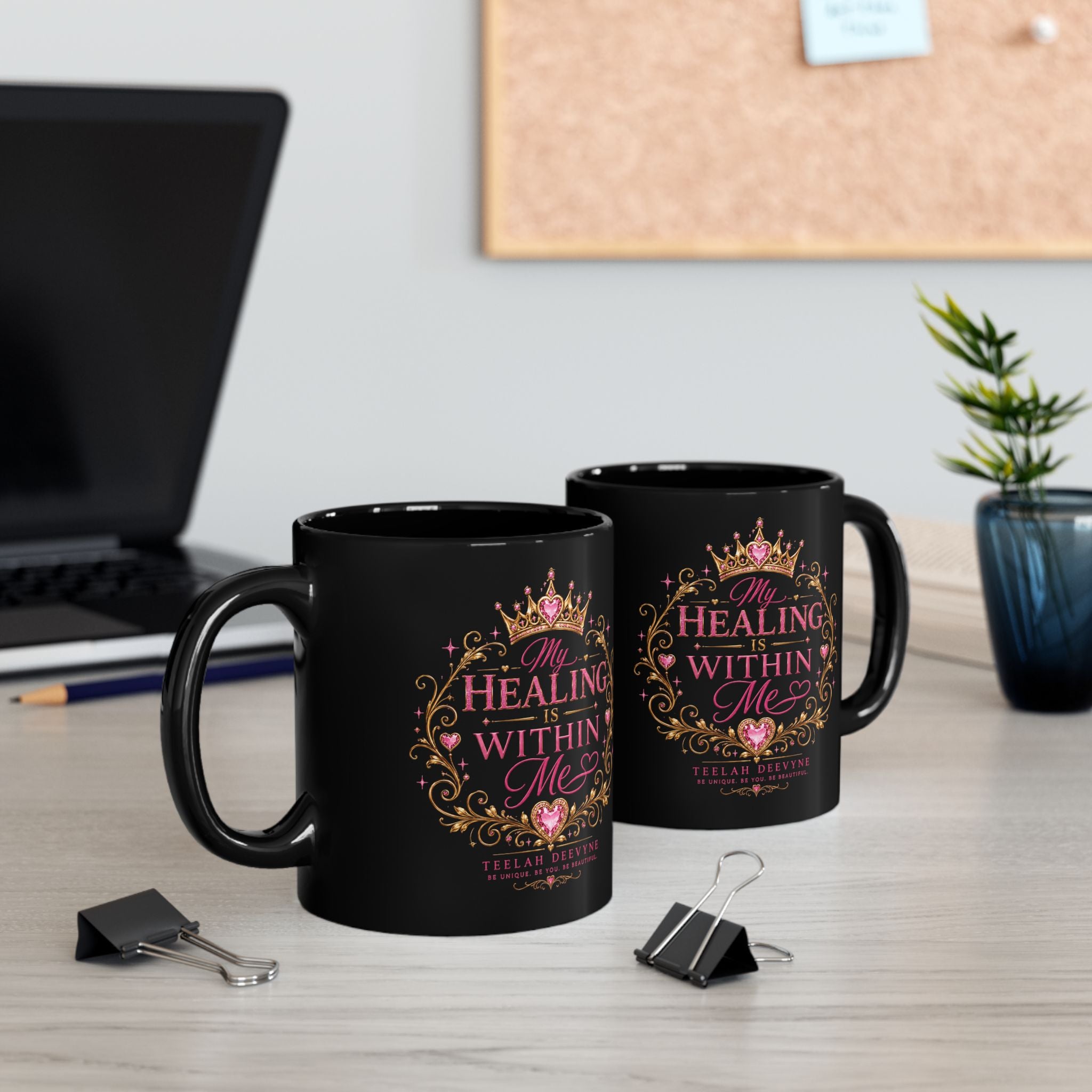 My Healing Is Within Me Black Mug — Inspirational Self-Care Coffee Cup (11oz/15oz)