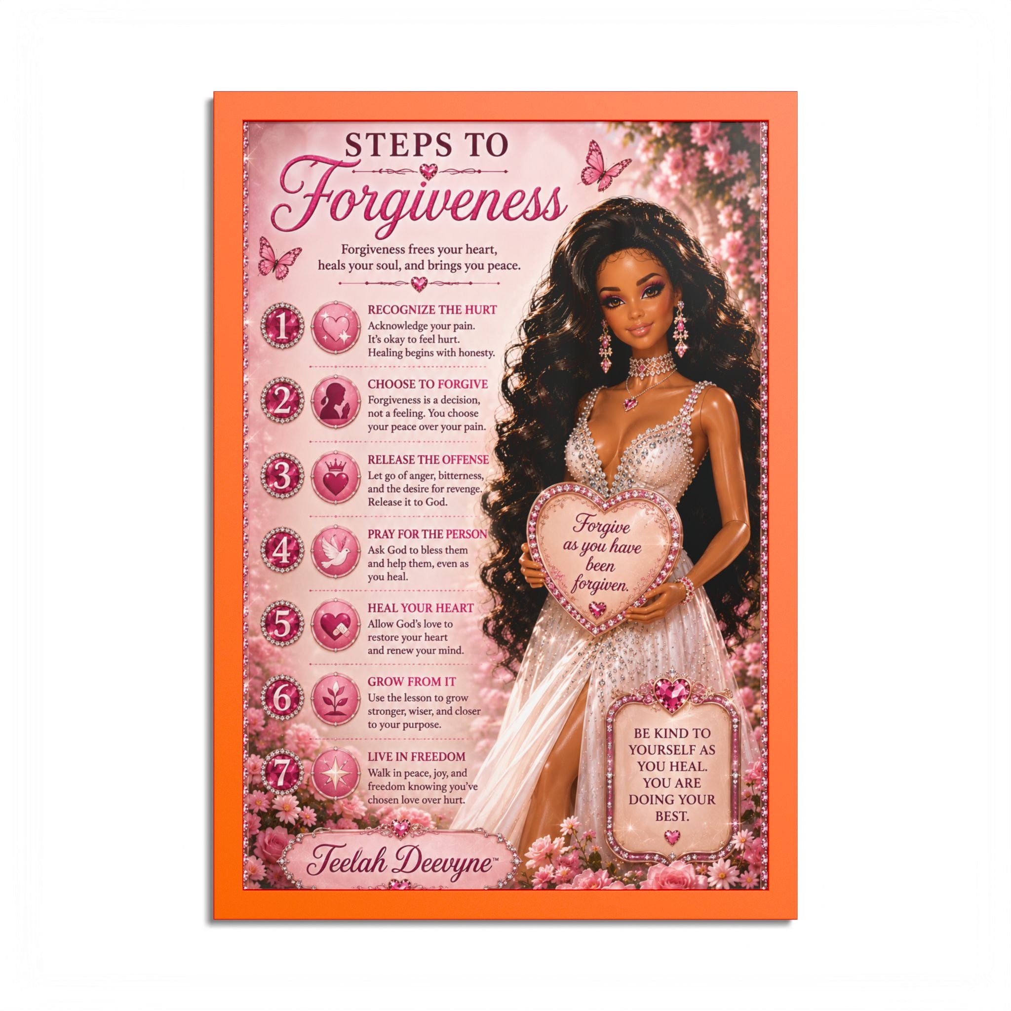 Forgiveness Poster Colored Frame | Inspirational Wall Art, Affirmation Print