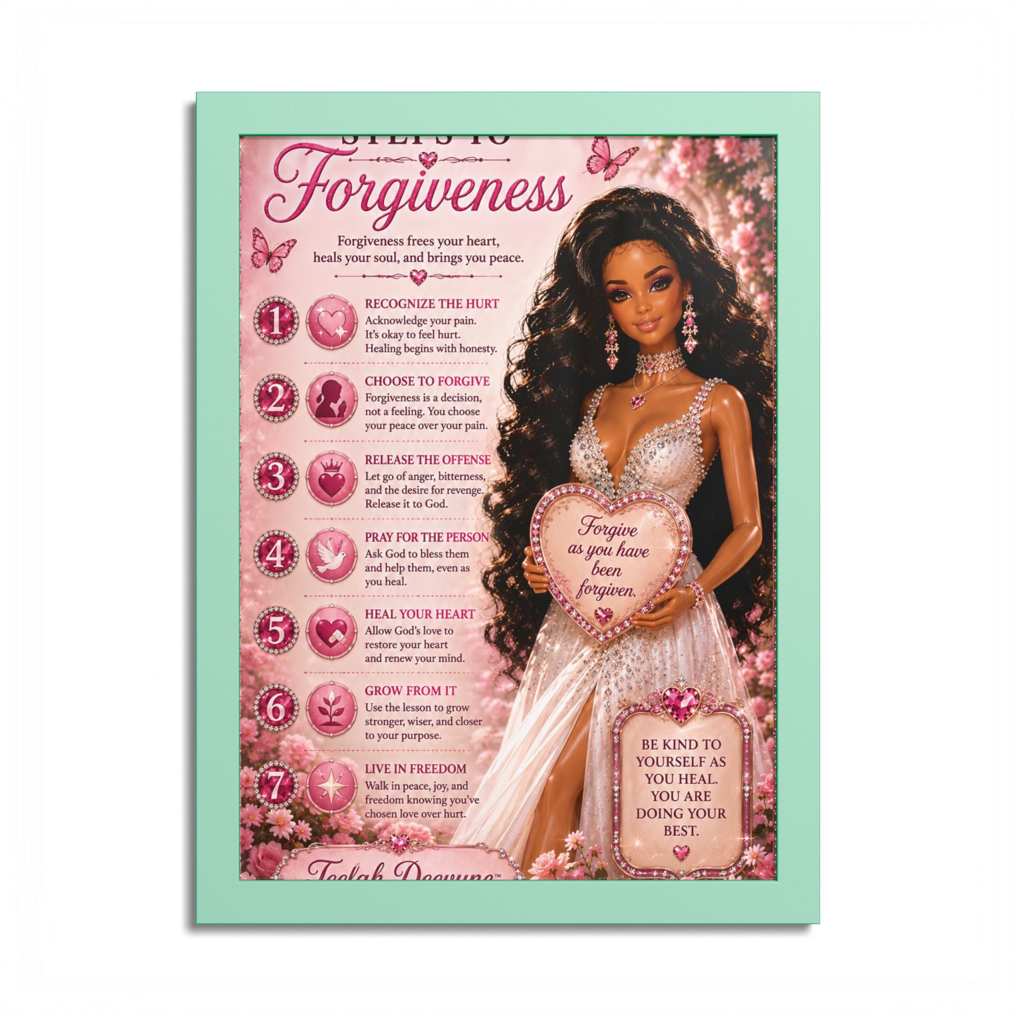 Forgiveness Poster Colored Frame | Inspirational Wall Art, Affirmation Print