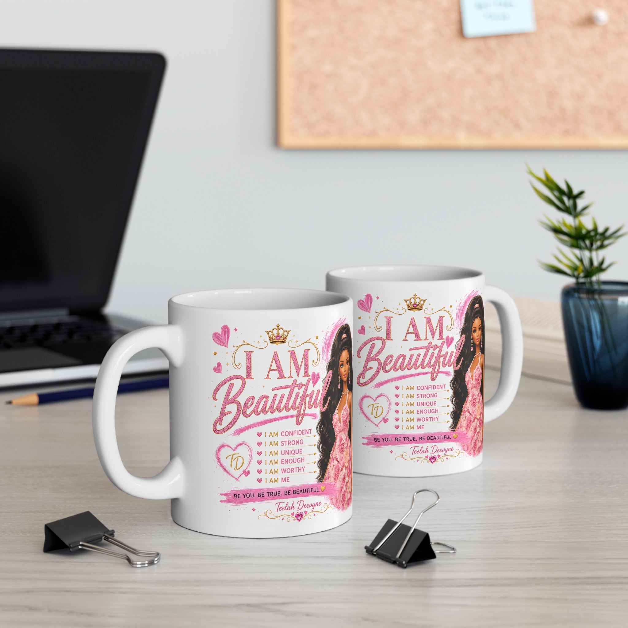 Inspirational 'I Am Beautiful' 11oz Mug — Empowerment Coffee Cup