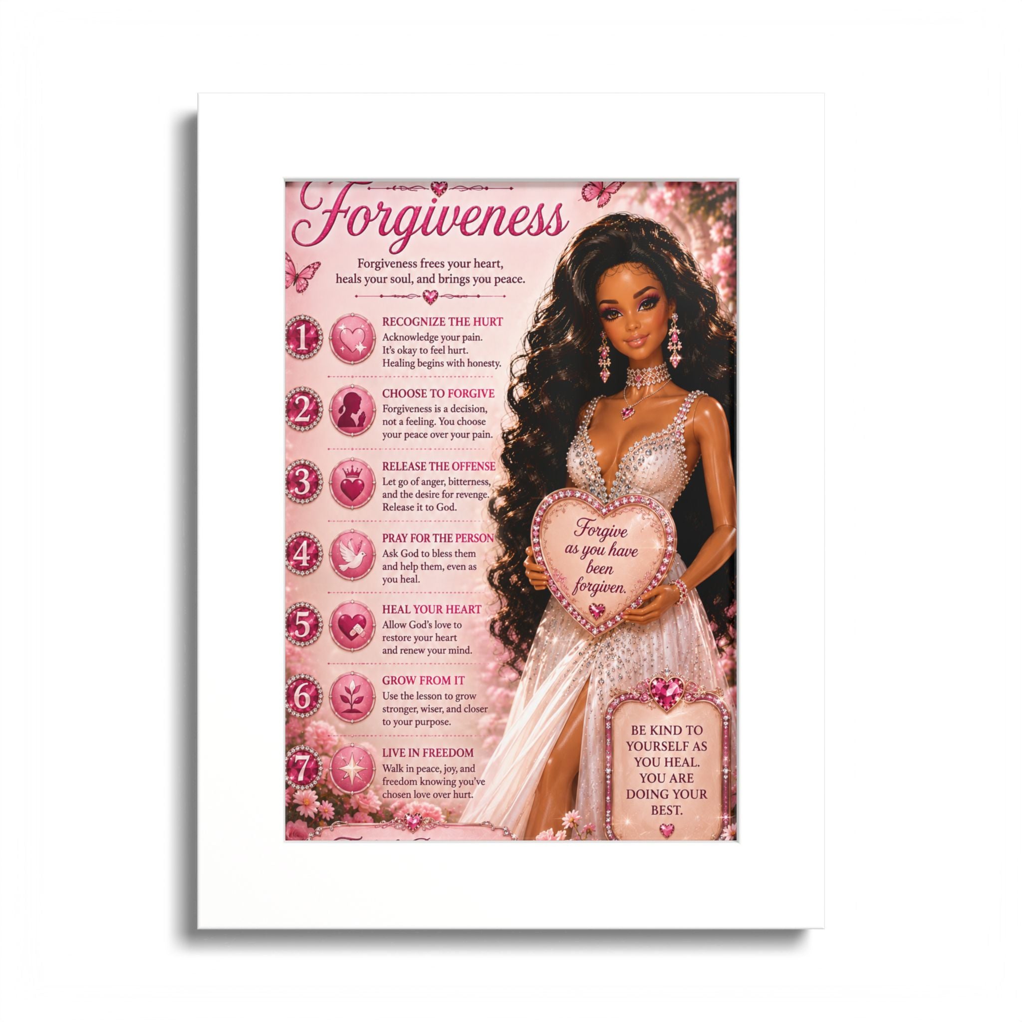 Forgiveness Poster Colored Frame | Inspirational Wall Art, Affirmation Print