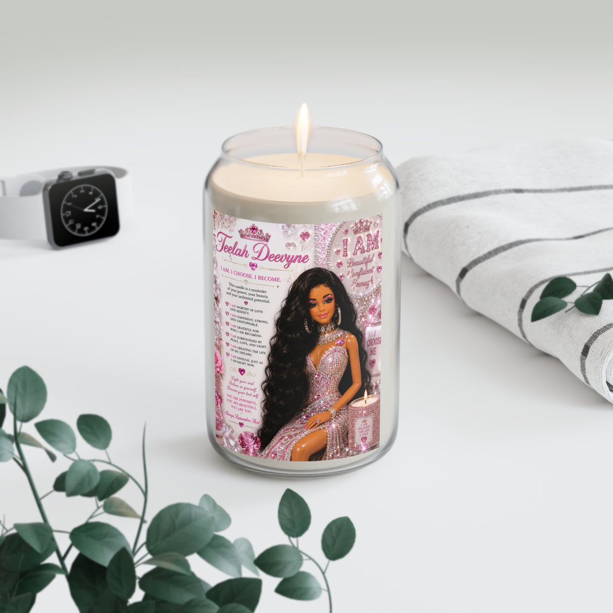 Affirmation Barbie Soy Candle — 'I Am' Inspirational Scented Candle (13.75 oz)