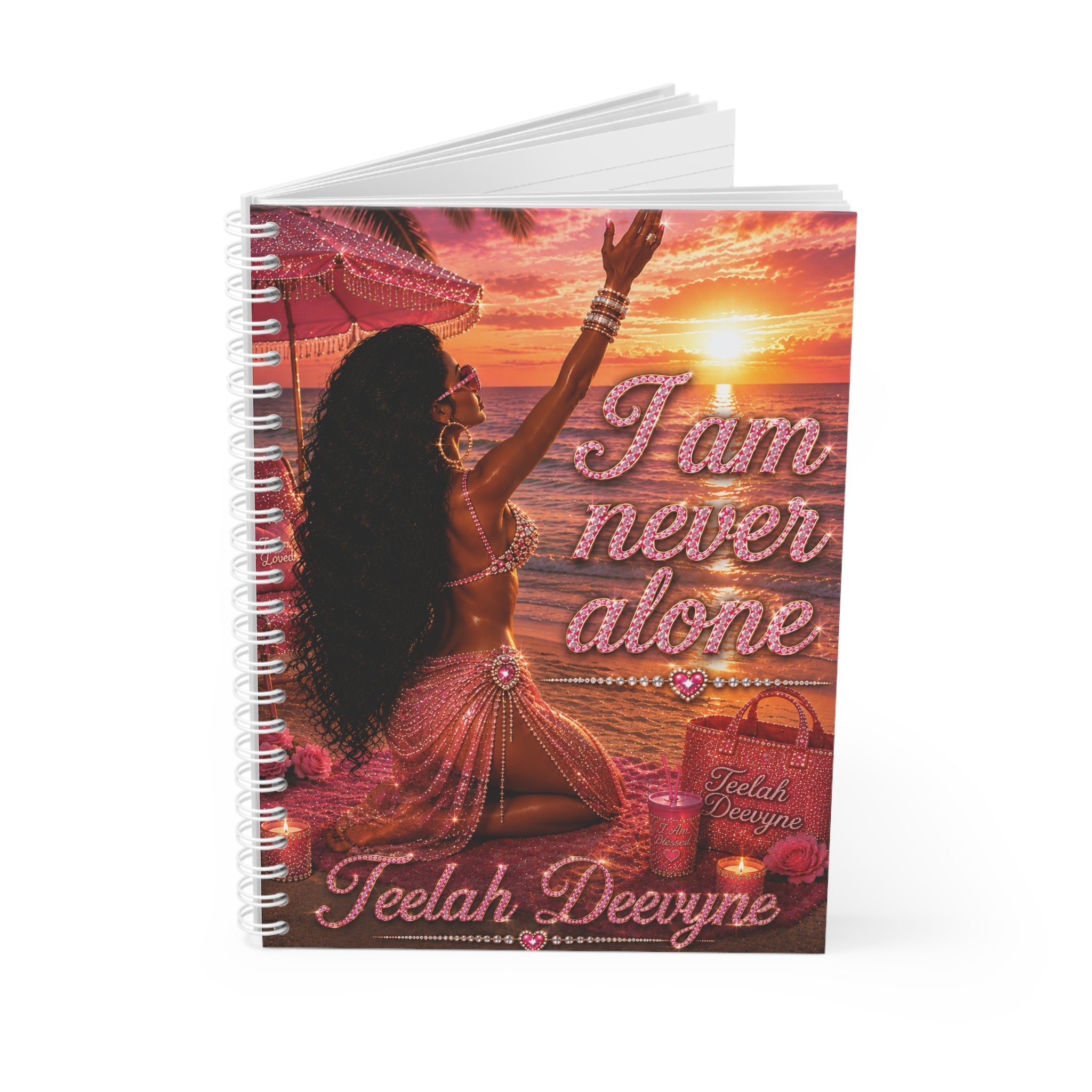 I Am Never Alone Spiral Notebook | Beach Goddess Sunset Journal