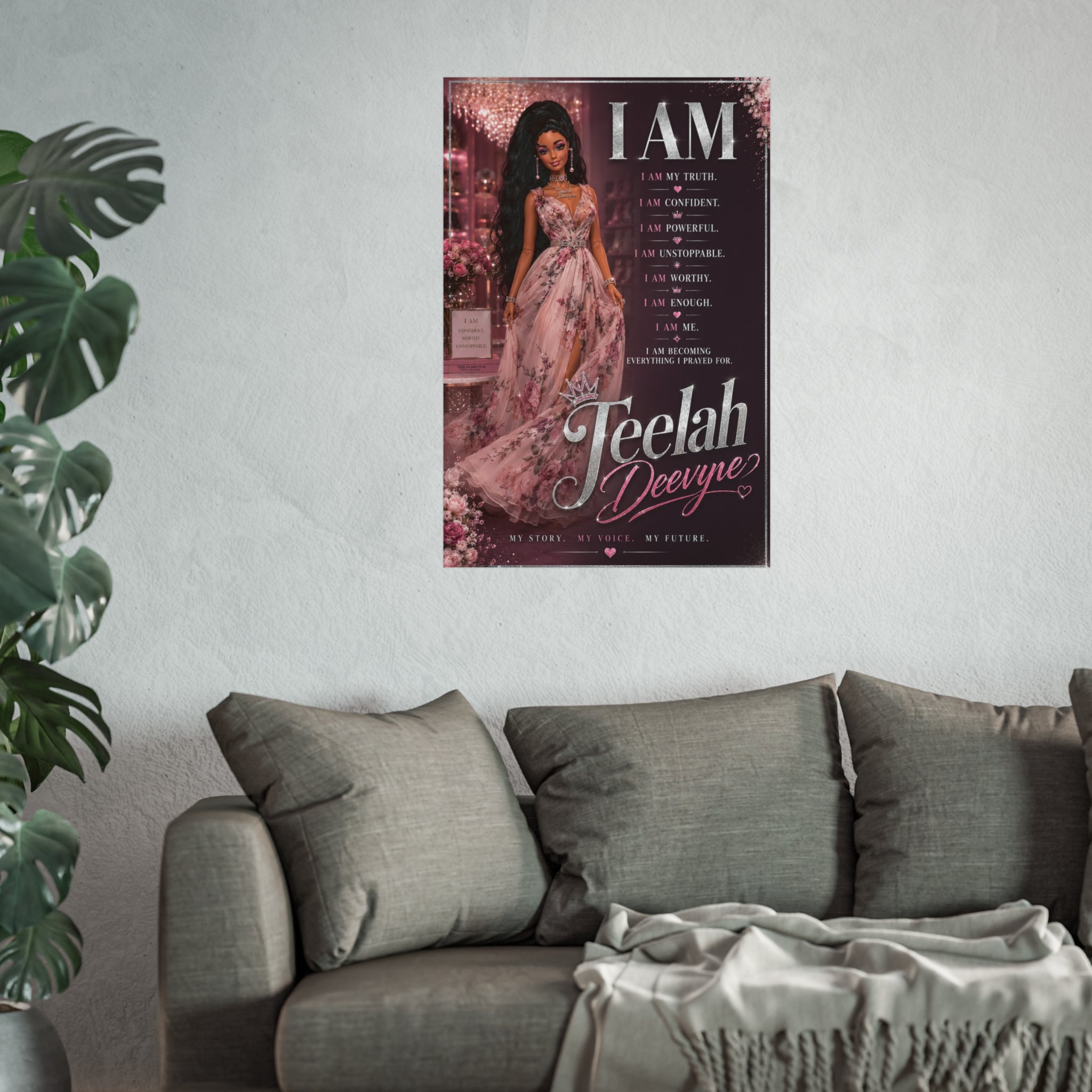 I AM Affirmation Poster Fine Art Poster | Personalized Name Inspirational Wall Art