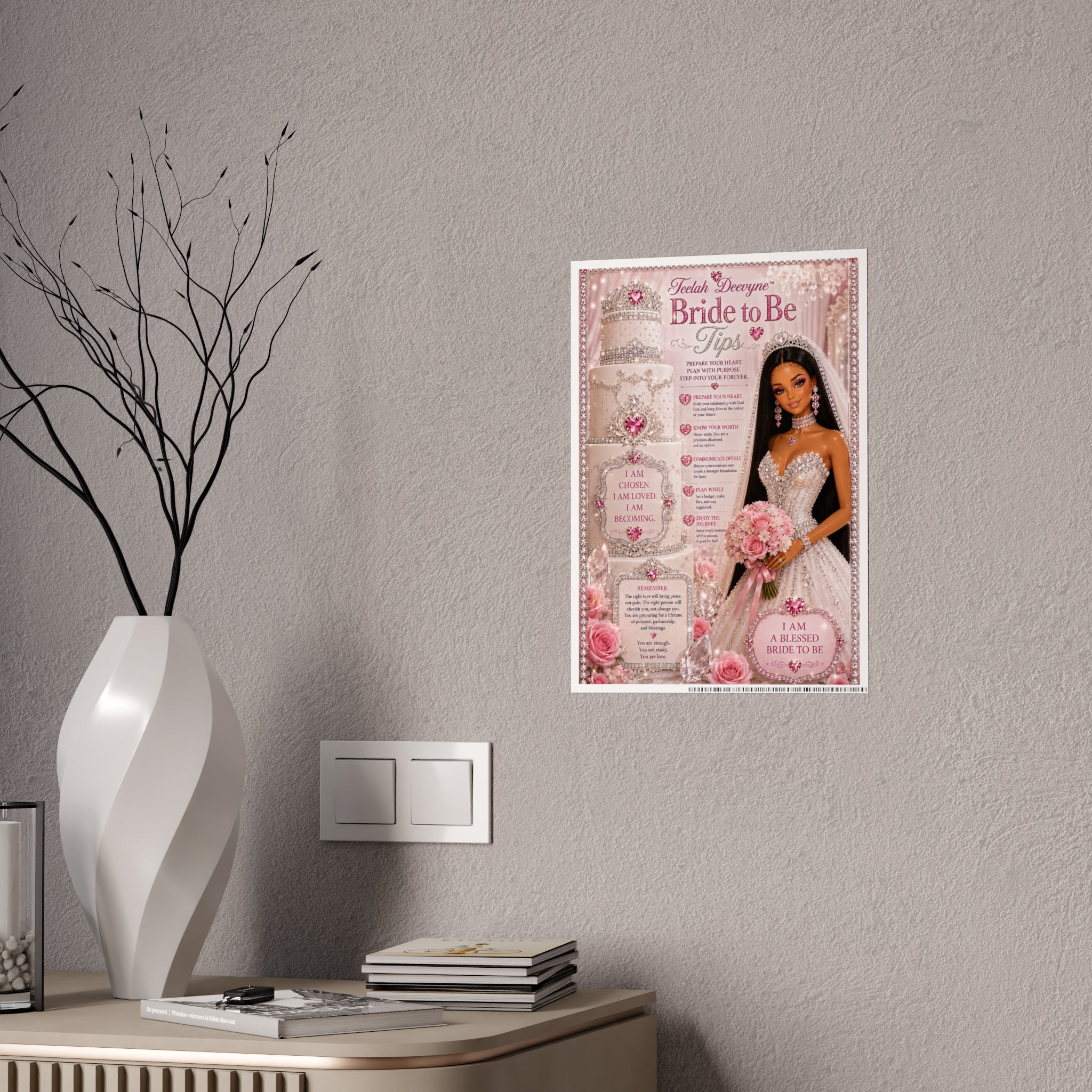 Bride to Be Tips Poster | Bridal Wall Art, Gloss Wedding Print