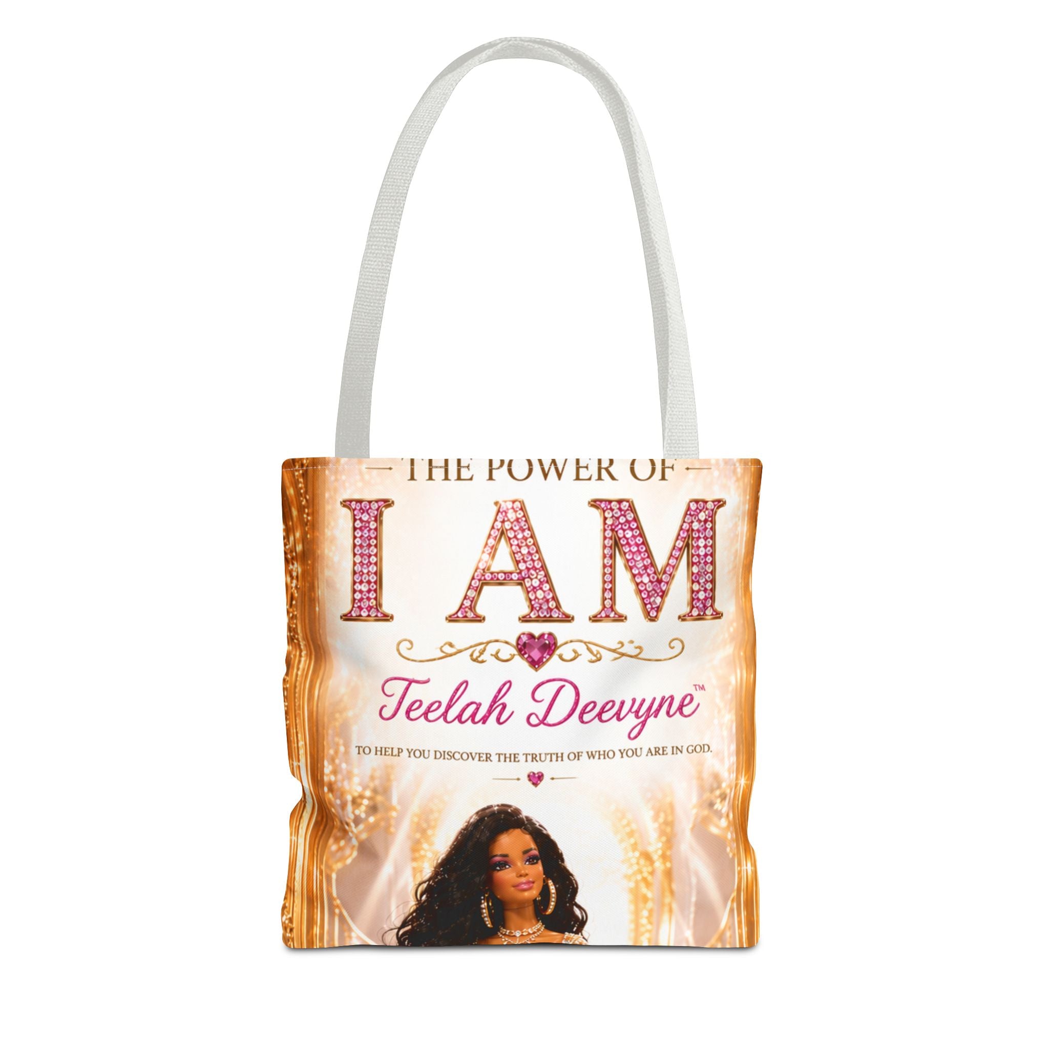 Inspirational 'I AM' Tote Bag — Teelah Deevyne Empowerment AOP Tote