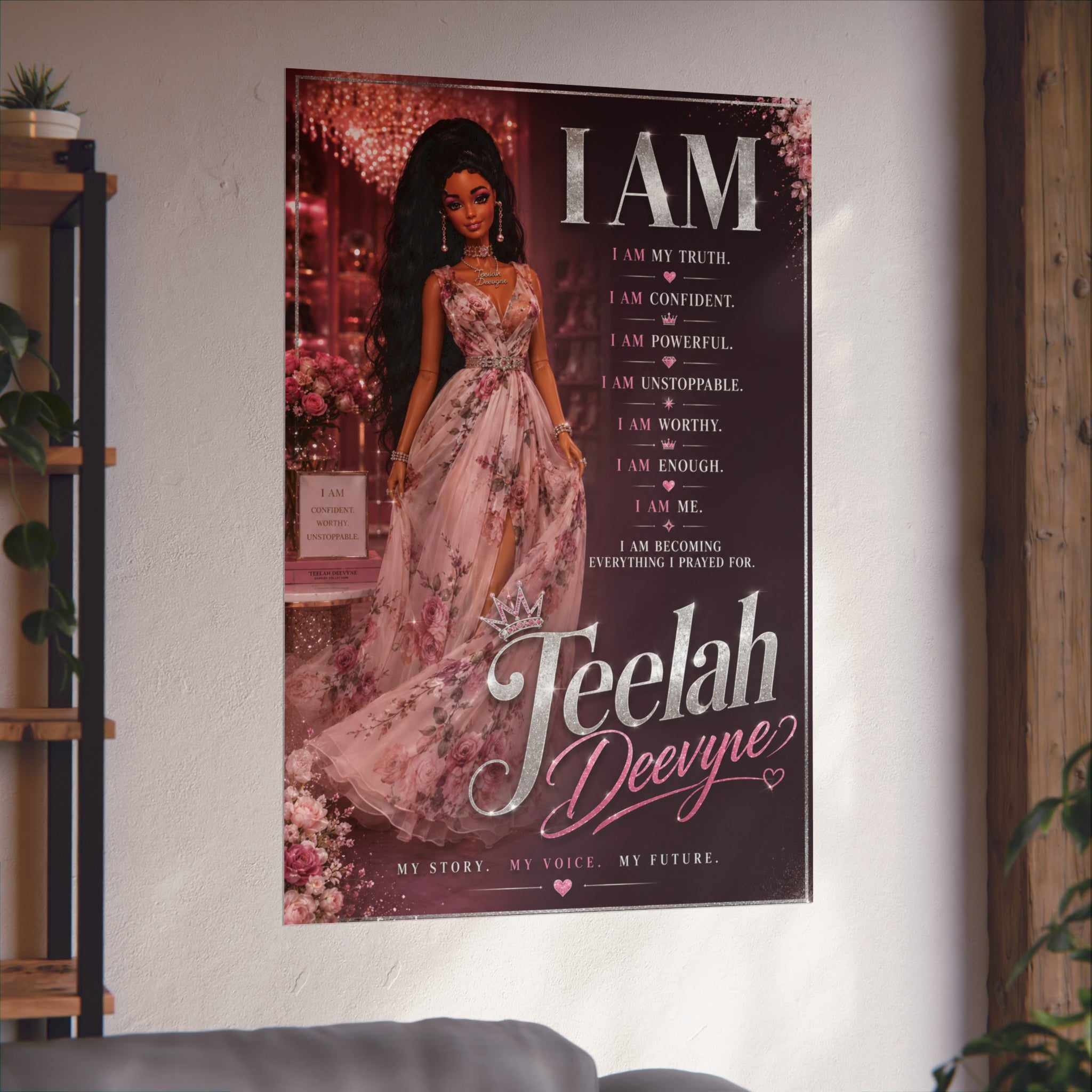 I AM Affirmation Poster Fine Art Poster | Personalized Name Inspirational Wall Art