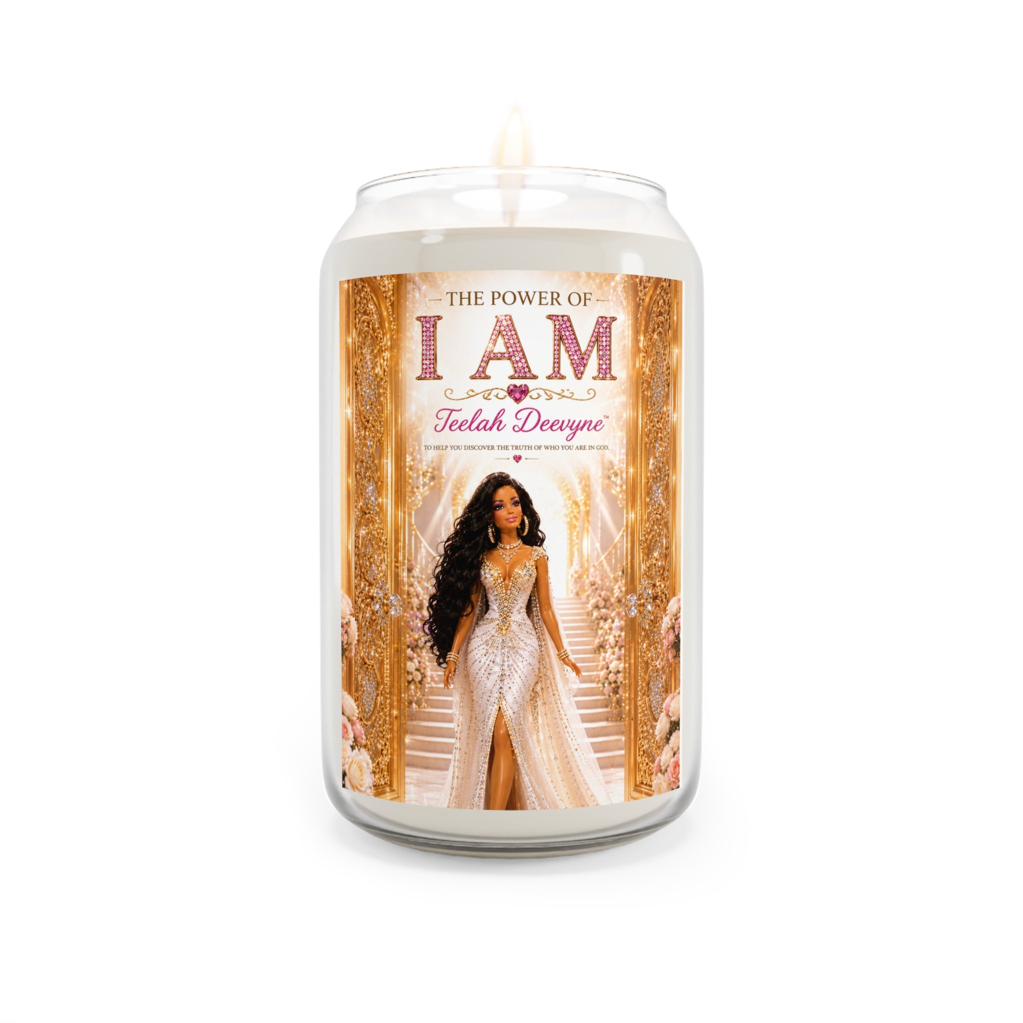 I AM Empowerment Soy Candle — 13.75oz Scented Candle with Inspirational 'The Power of I AM' Design