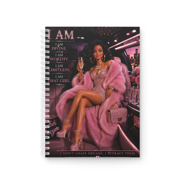 I Am Divine Affirmation Notebook Spiral Notebook | Glam Pink Femme Motivation