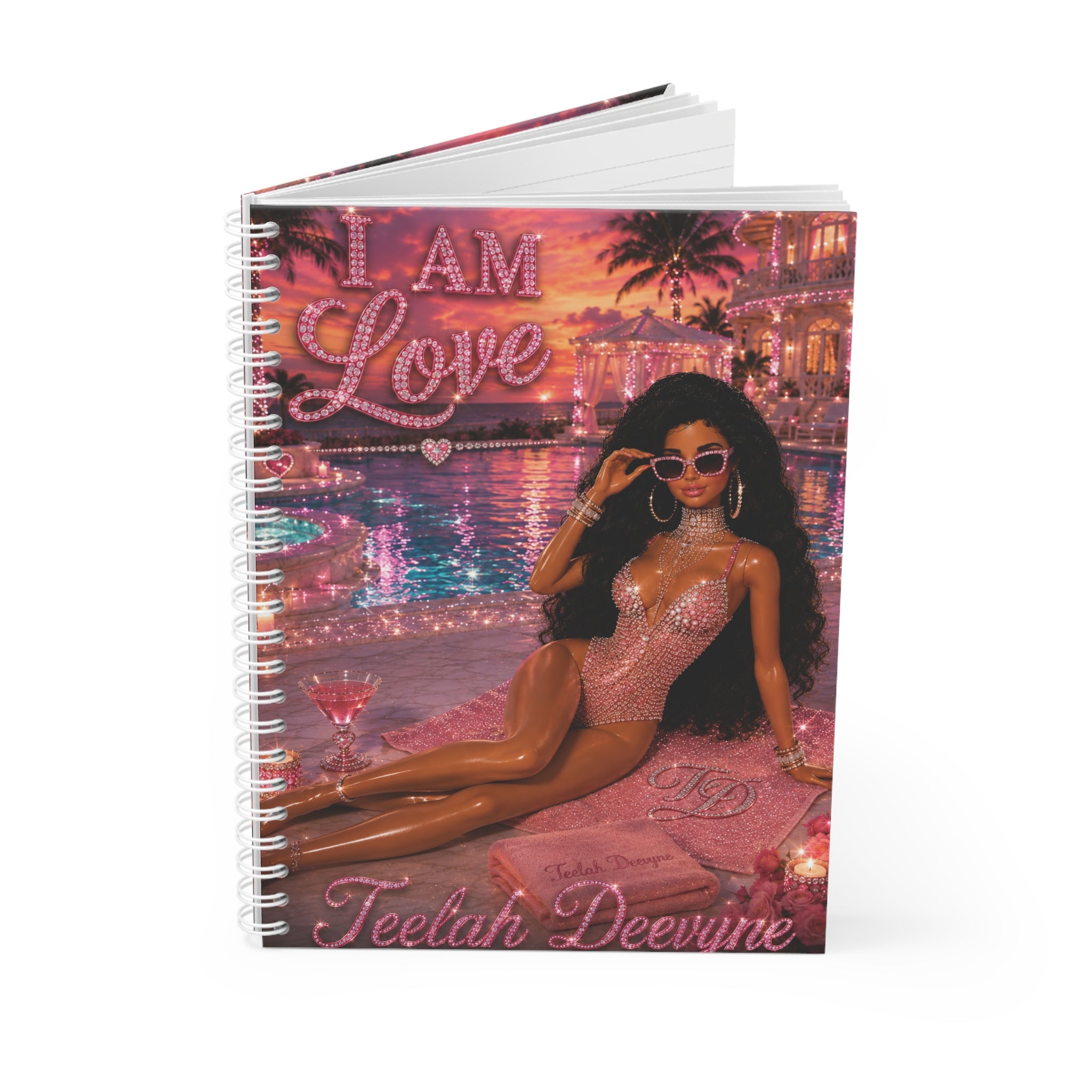 I Am Love Barbie Poolside, Spiral Notebook | Pink Glam Journal